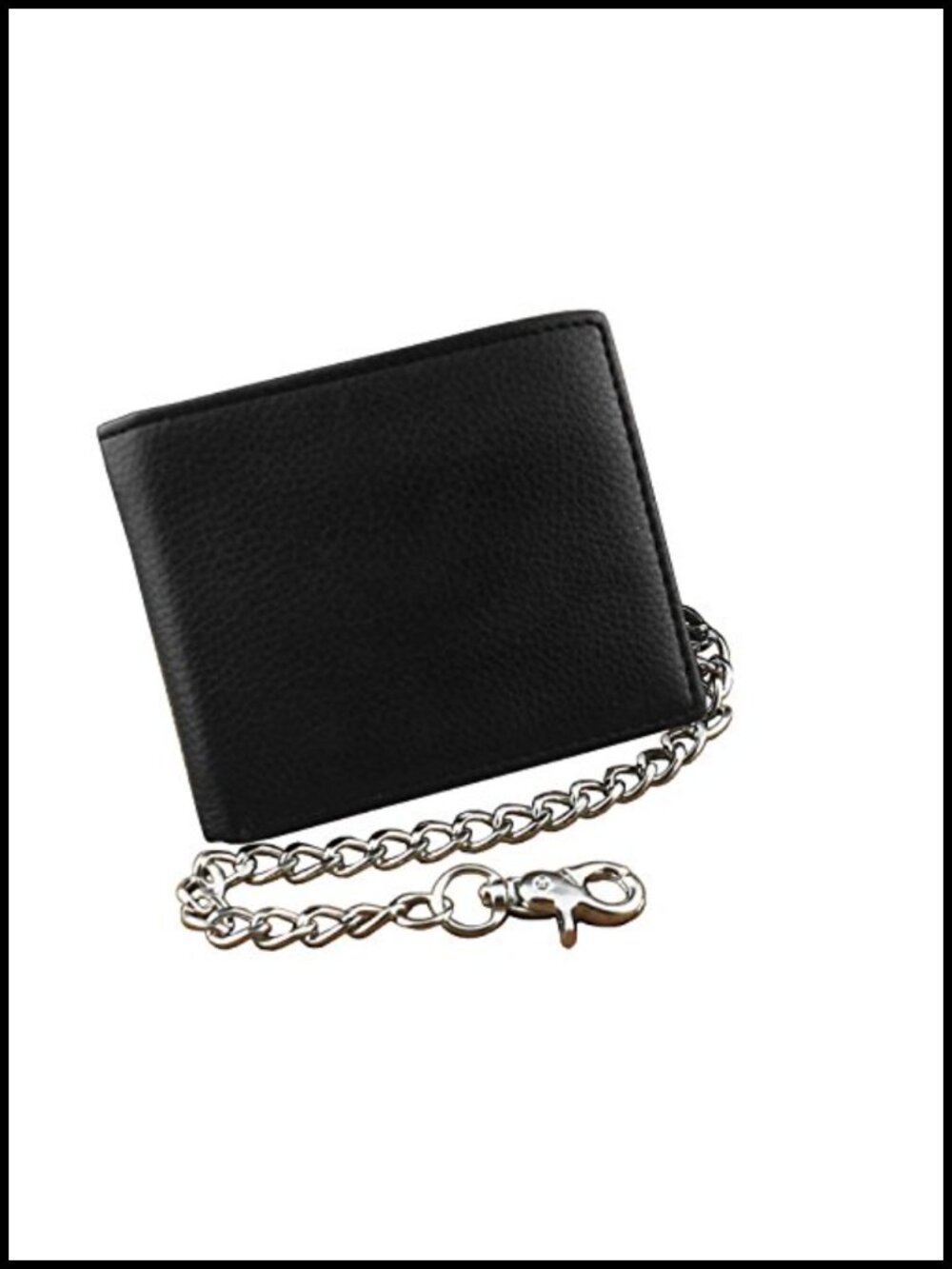 Men's Leather Chain Wallet Biker EMO Tri-Fold Credit Card Holder